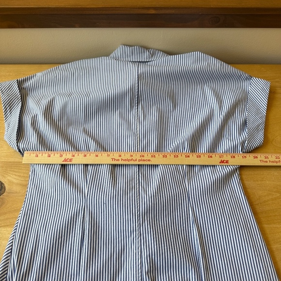 FINLEY STRIPED TIE WAIST COTTON BLEND MIDI SHIRTDRESS COASTAL NAUTICAL A LINE LG - Picture 8 of 12